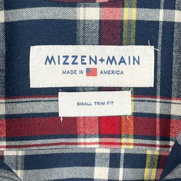 Mizzen Main Trim Fit Button Down Flannel Shirt Mens S Plaid Casual Preppy Office - Picture 2 of 11